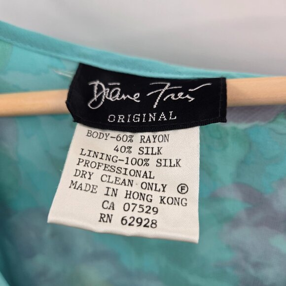 Vintage Diane Freis Green Tropical Rayon Silk Tassels 80s Jumpsuit XL (See Meas) - Picture 16 of 16